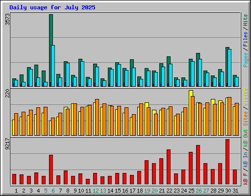 Daily usage for July 2025