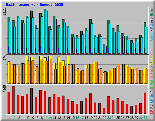 Daily usage for August 2025
